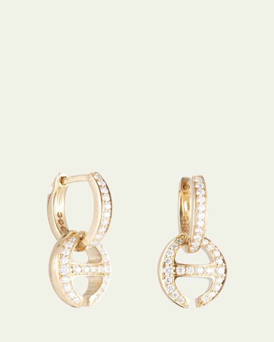 18K Yellow Gold Klasp Earrings with White Diamonds